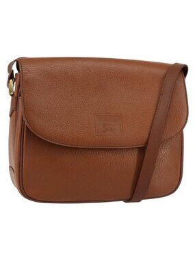 Authentic Burberrys Shoulder Bag Leather Gold Brown